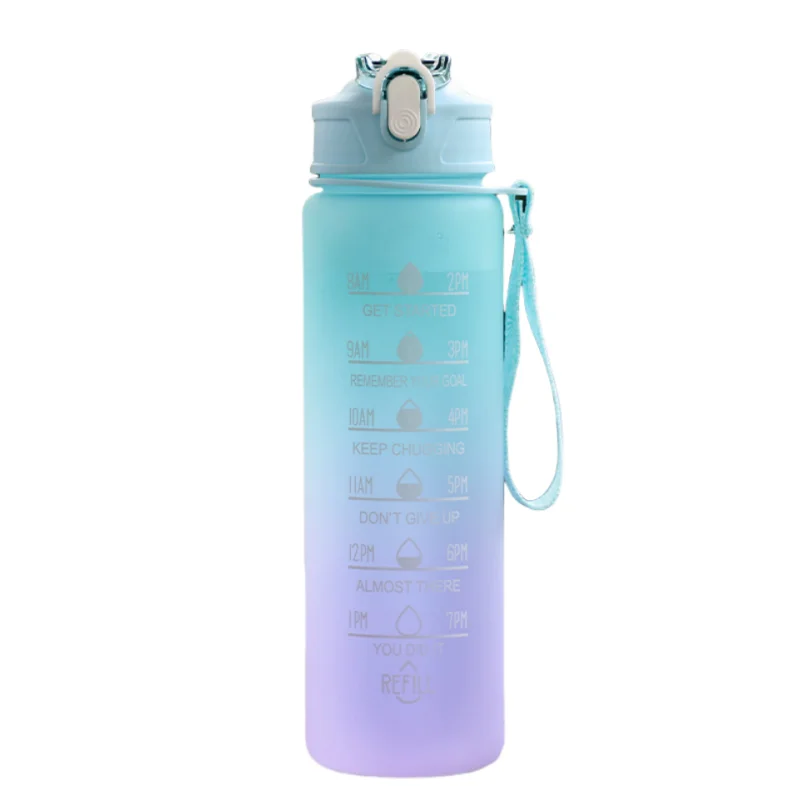 Sportwasserflasche mit zeitverfolgendem Strohhalm, auslaufsicherer, verriegelbarer Klappdeckel für einfaches Tragen, ideal für Outdoor-Abenteuer