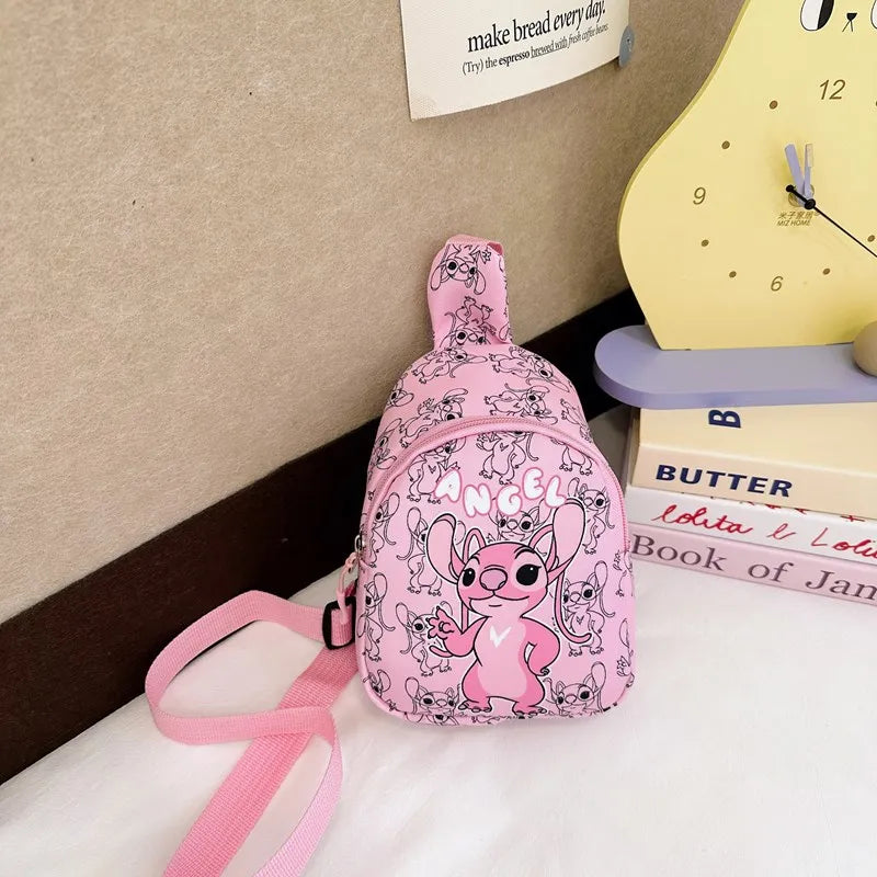 Stitch & Angel Sling Brusttasche, Cartoon-Anime-Umhängetasche, modische lässige Umhängetasche mit Münzgeldbörse für die tägliche Reise