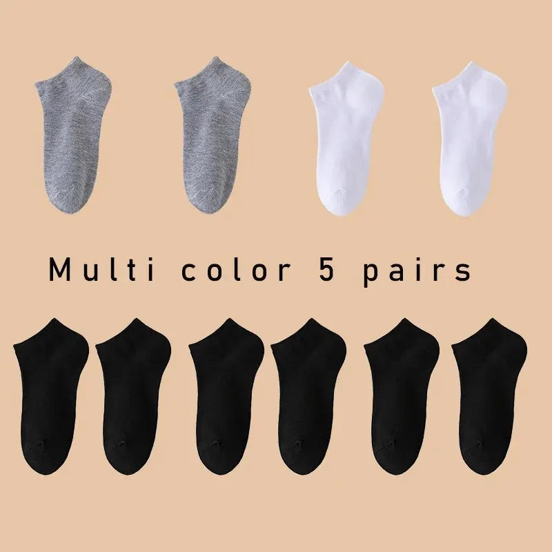 5 Pairs of Women's/men's Boat Socks Invisible Low Cut Anti Slip Summer No Show Ankle Socks Solid Color Casual Breathable - FUXL-Shopify