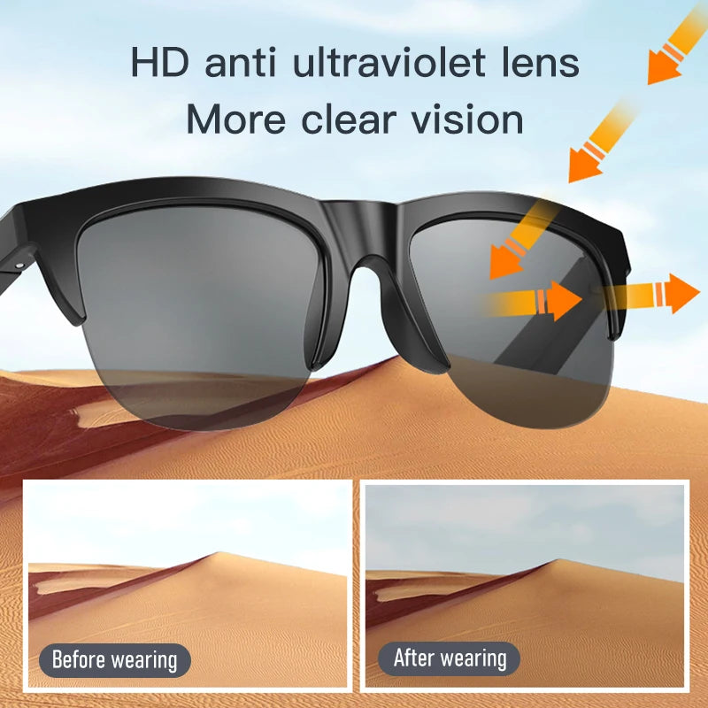 Intelligente Bluetooth-Brille auf Touch-Basis mit Knochenleitung für Outdoor-Sportanrufe, Sonnenbrillen, kabellose Business-Kopfhörer