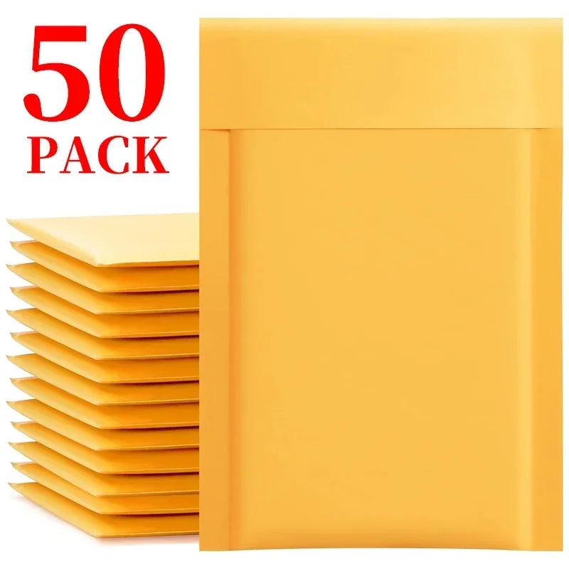 10–50 Stück Luftpolstertaschen aus Kraftpapier, selbstdichtende Papierumschläge, wasserdichte, gepolsterte, gepolsterte Schaumstoff-Versandtaschen zum Verpacken
