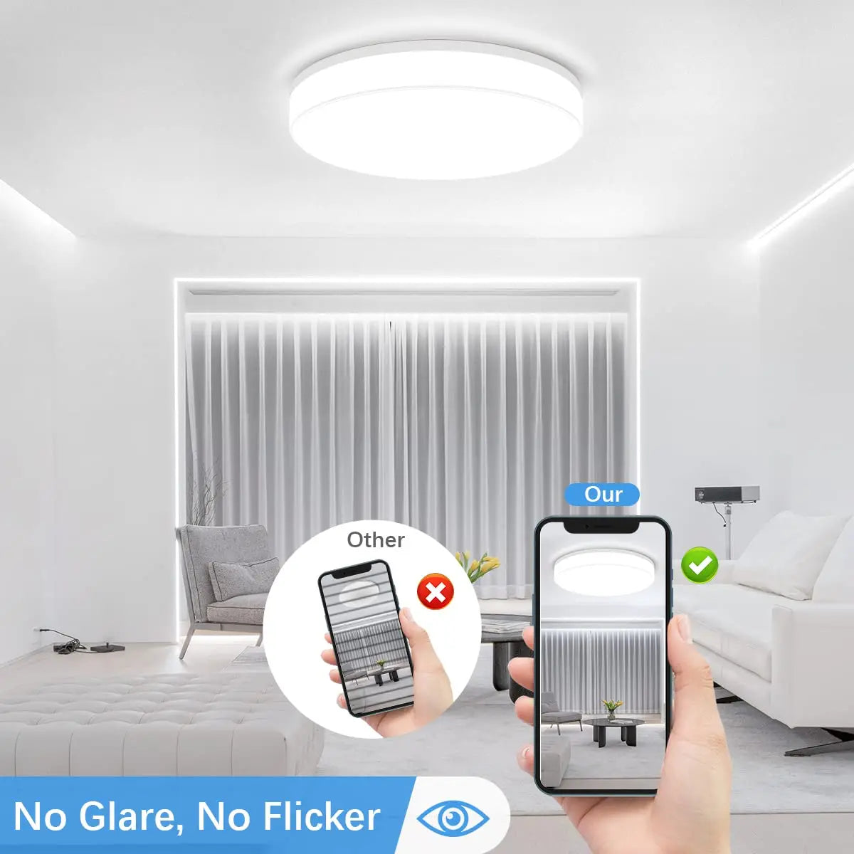 Round LED Ceiling Light Modern Home Decorative Ceiling Lighting Fixture 18/24/36/48W Living Room Bedroom Indoor Kitchen Lighting - FUXL-Shopify