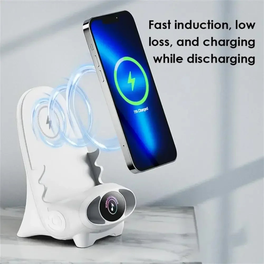 Magnetisches kabelloses Ladegerät – Mini-Stuhl Design – Vertikaler Halter für Smartphone & Tablet – Schnellladestation