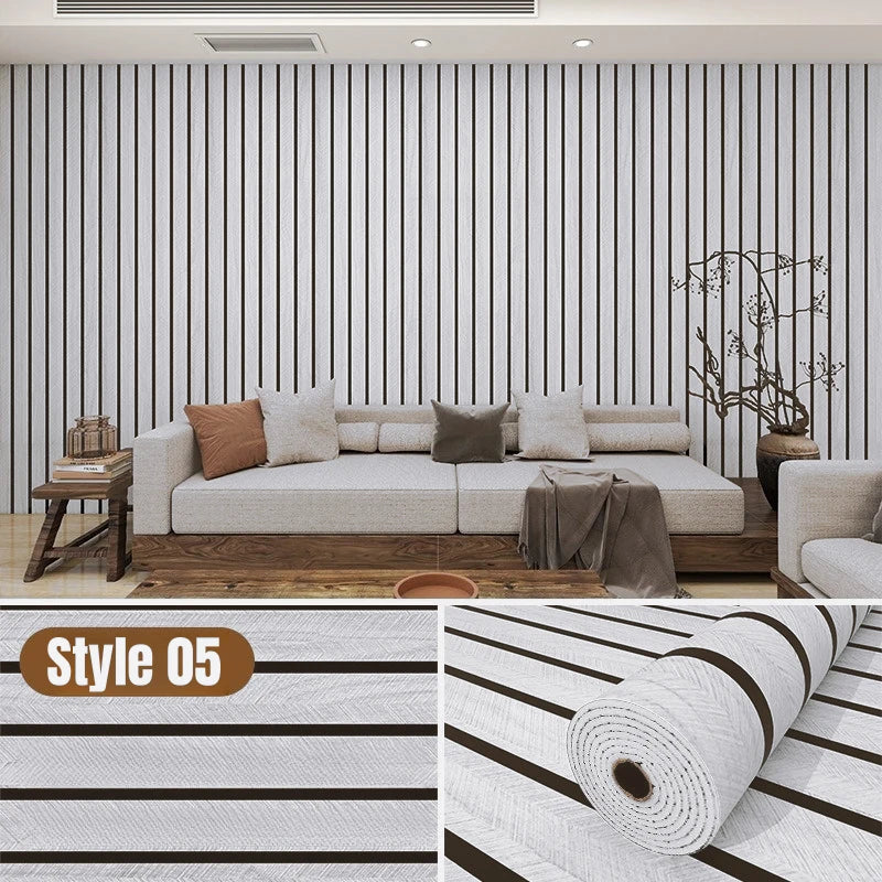 Selbstklebende Vinyl-Wandpaneele mit Holzmaserung & vertikalen Latten – Tapete für Wohnzimmer, Schlafzimmer, Küche, Bad & TV-Rückwand – wasserdicht