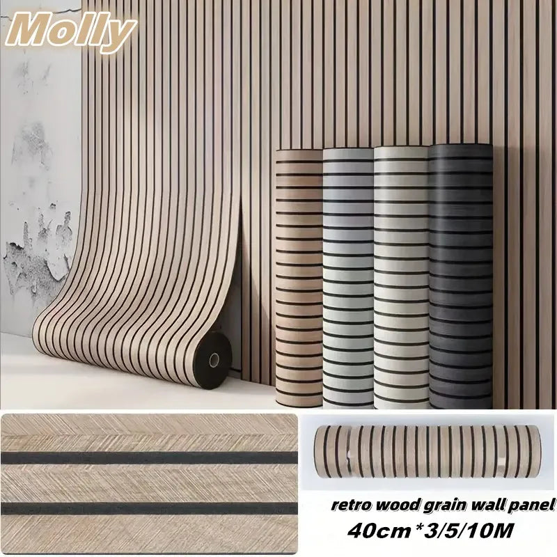 Selbstklebende Vinyl-Wandpaneele mit Holzmaserung & vertikalen Latten – Tapete für Wohnzimmer, Schlafzimmer, Küche, Bad & TV-Rückwand – wasserdicht