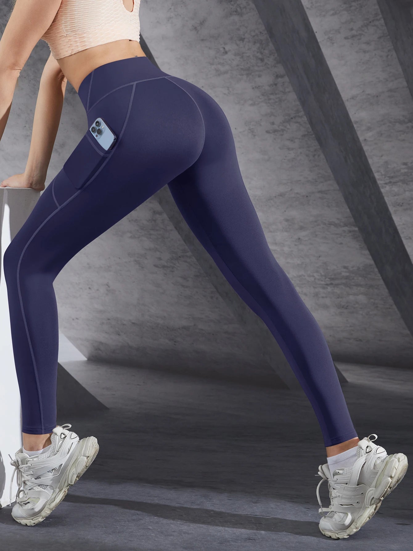 Neue Hohe Taille frauen Leggings Stretch Yoga Hosen Strumpfhosen Mit Taschen Push-Up Fitness Laufsport Einfarbig Hosen