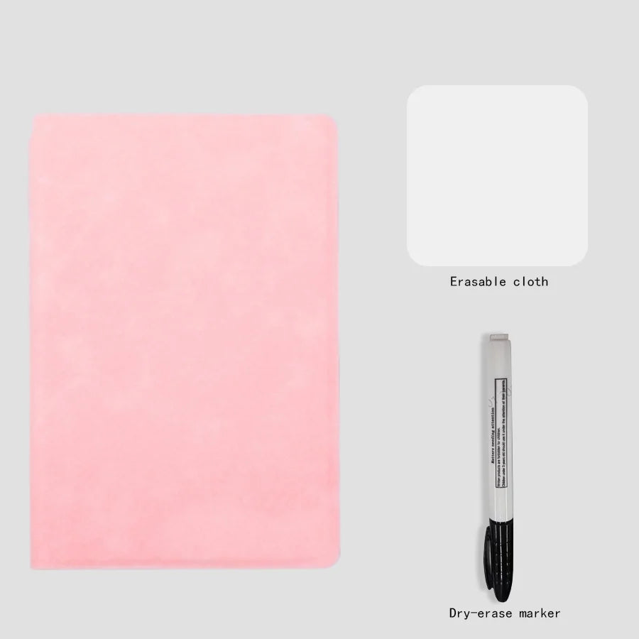 A5 wiederverwendbares Whiteboard-Notizbuch-Set mit Whiteboard-Stift, Löschtuch, Leder, Notizblock, Wochenplaner, tragbar, stilvoll, Büro