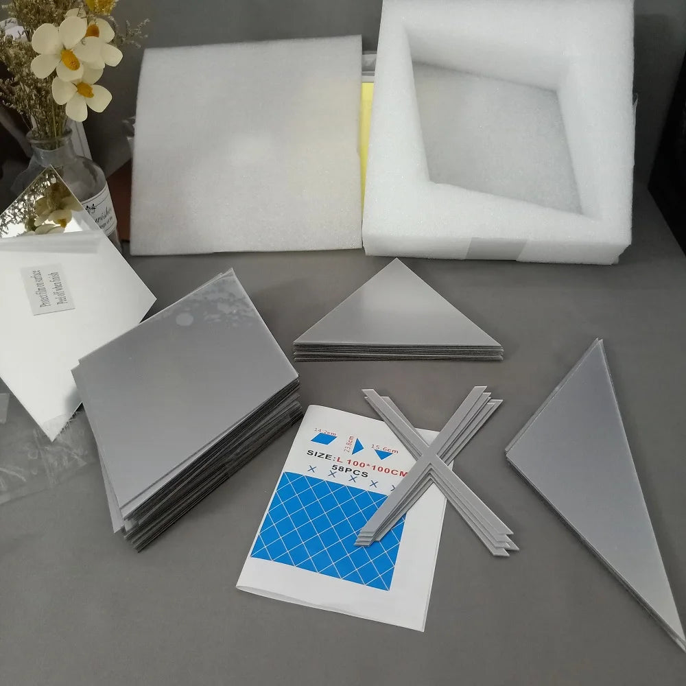 3D-Spiegelaufkleber, DIY-Acryl-Dreiecke, selbstklebende Diamanten, Wandspiegelaufkleber für Wohnzimmer, Heimdekoration, 10/17/32/58 Stück