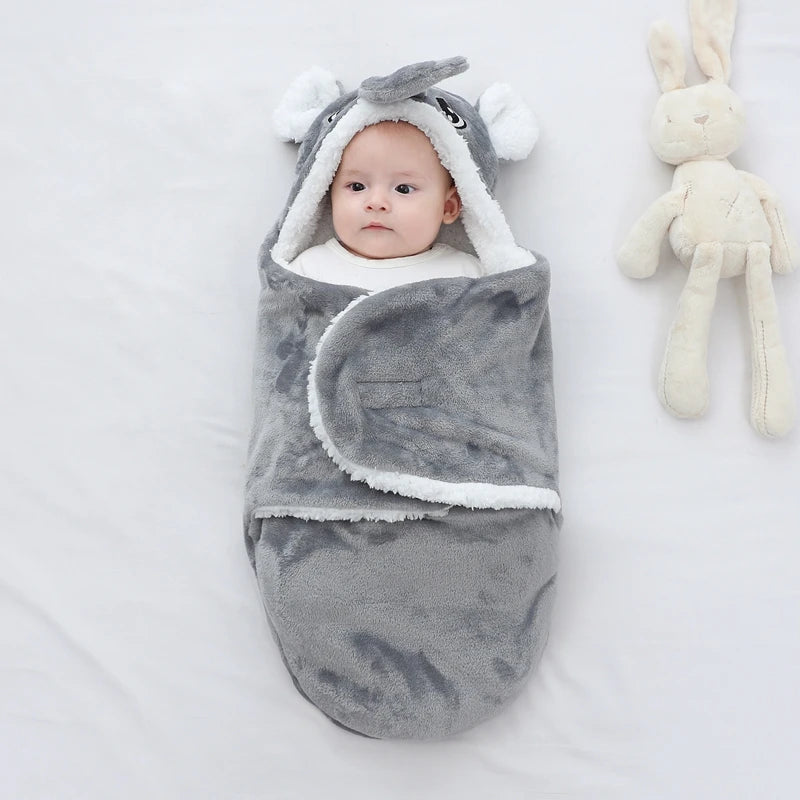 Weiche Babyschlafsäcke, warm, für Herbst und Winter, Wickeldecken für Neugeborene, Cartoon-Kokon für Babys, Flanell-Babyschlafsack, 0–9 Monate - FUXL-Shopify
