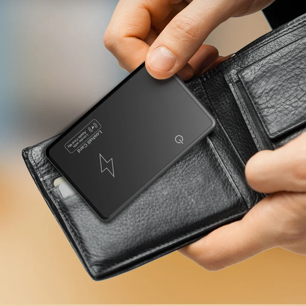 Neue kabellose Lade verfolgung Standort Brieftasche Tracker Karte wasserdichte GPS-Locator Arbeit mit Apple finden meine App Bluetooth-Tracker