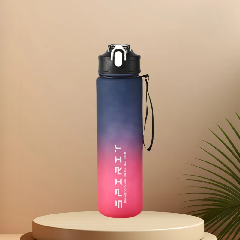 Sportwasserflasche mit zeitverfolgendem Strohhalm, auslaufsicherer, verriegelbarer Klappdeckel für einfaches Tragen, ideal für Outdoor-Abenteuer