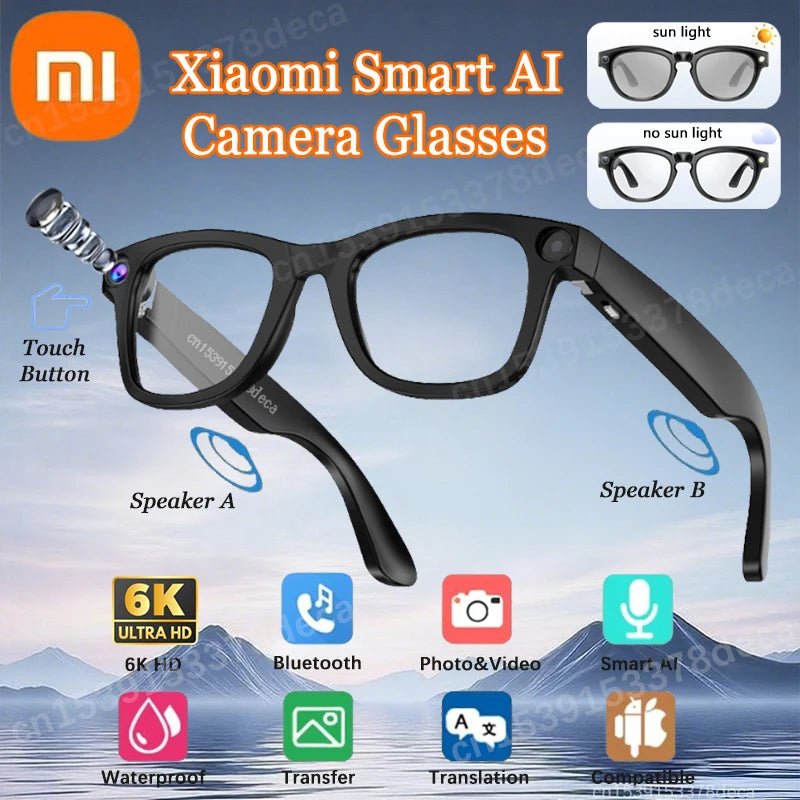 Xiaomi 6K HD AI Smart Kamera Brille 100MP 260mAh Langlebige Batterie Sprachassistent Steuerung Musik Anrufe Sport Smart Brille