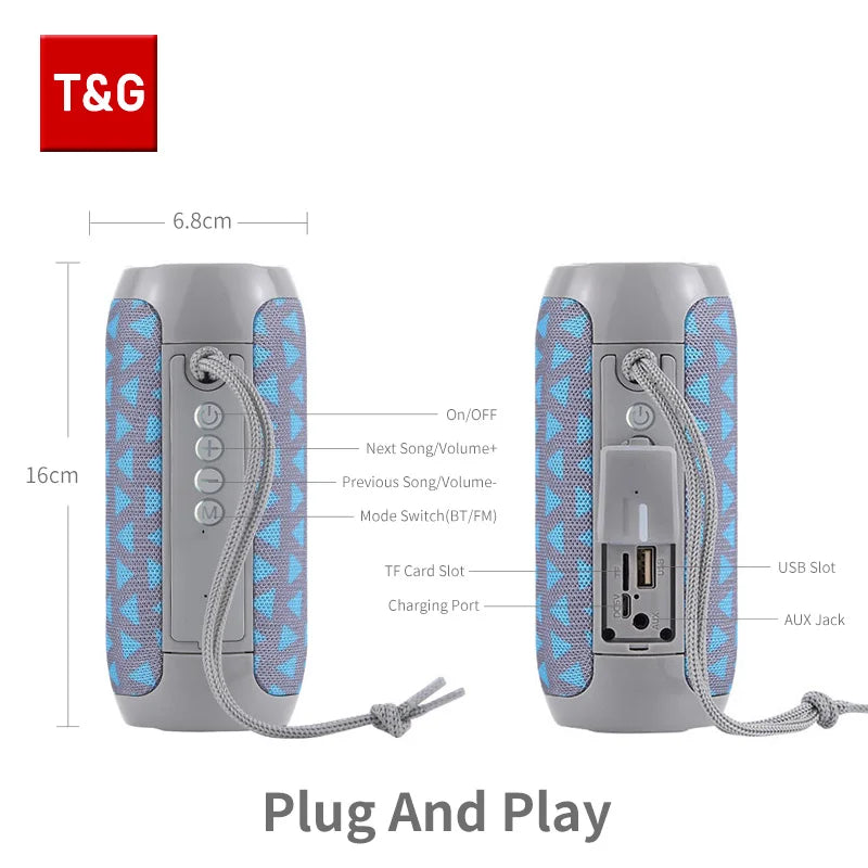 Bluetooth-Lautsprecher T&G TG117 Tragbare TWS-Soundbox Wasserdichter Lautsprecher Outdoor-Stereo-Surround-Lautsprecher unterstützen TF FM-Radio