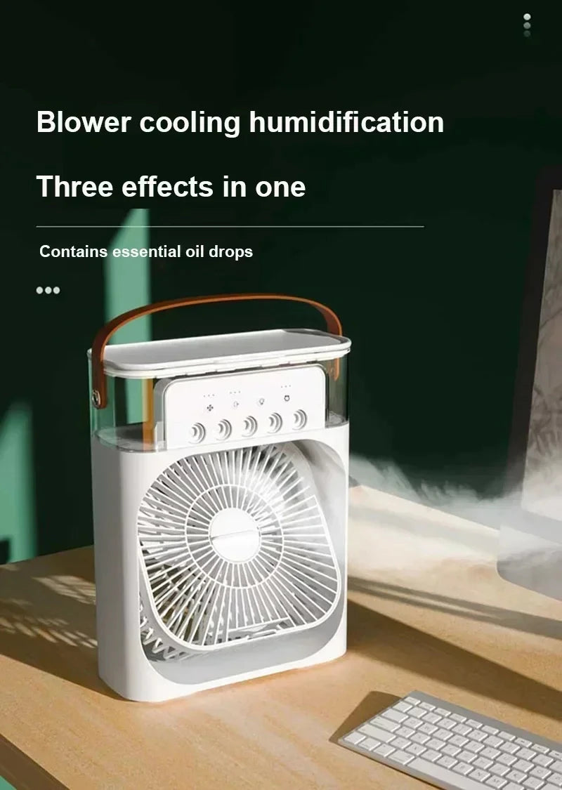 Neue 3-in-1-Ventilator, Klimaanlage, Haushalt, Mini-Luftkühler, LED-Nachtlicht, tragbarer Luftbefeuchter, Lufteinstellventilator, Büro- und Heimventilator