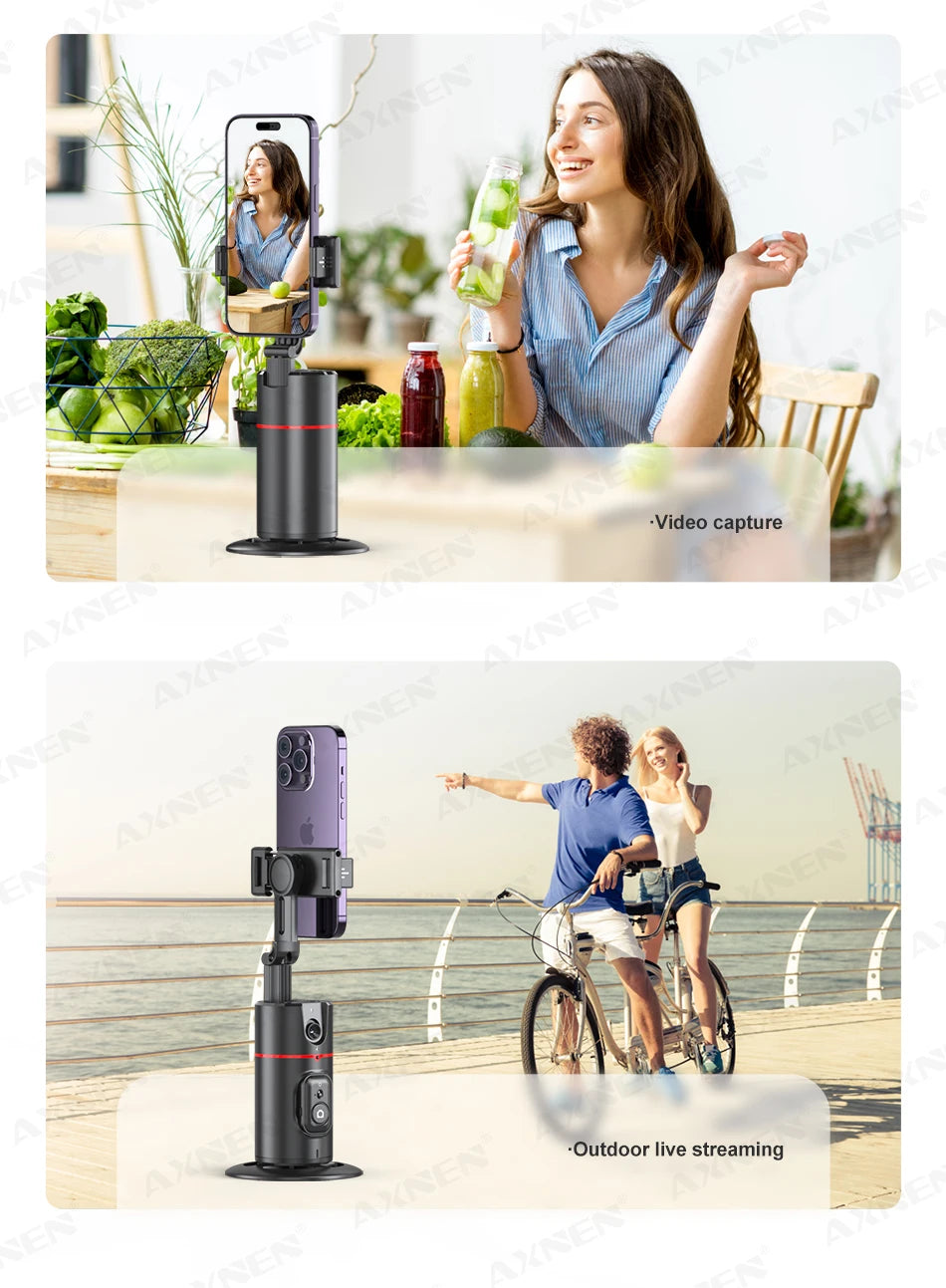 AXNEN P02 360 Rotation Follow-up Gimbal Stabilisator Einbeinstativ Desktop Tracking Gimbal mit Fernbedienung für Telefon Tiktok Live Fotografie - FUXL-Shopify