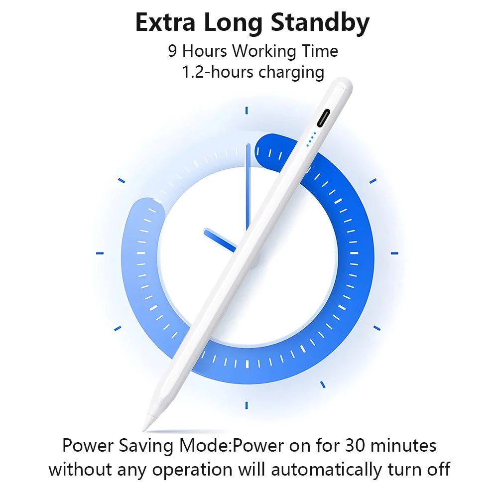 Stylus Pen für Apple Pencil (2022-2018) mit LED-Power-Anzeige & Palm Rejection – Präziser Touch-Stift für iPad Pro/Air/Mini