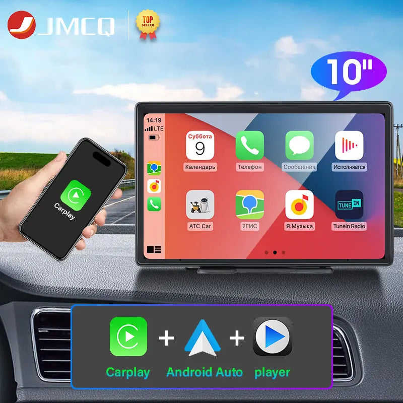 JMCQ 10-Zoll-Carplay-Auto-Smart-Screen-Multimedia-Video-Player Drahtloses Carplay Android Auto Autoradio für Apple Android Stereo