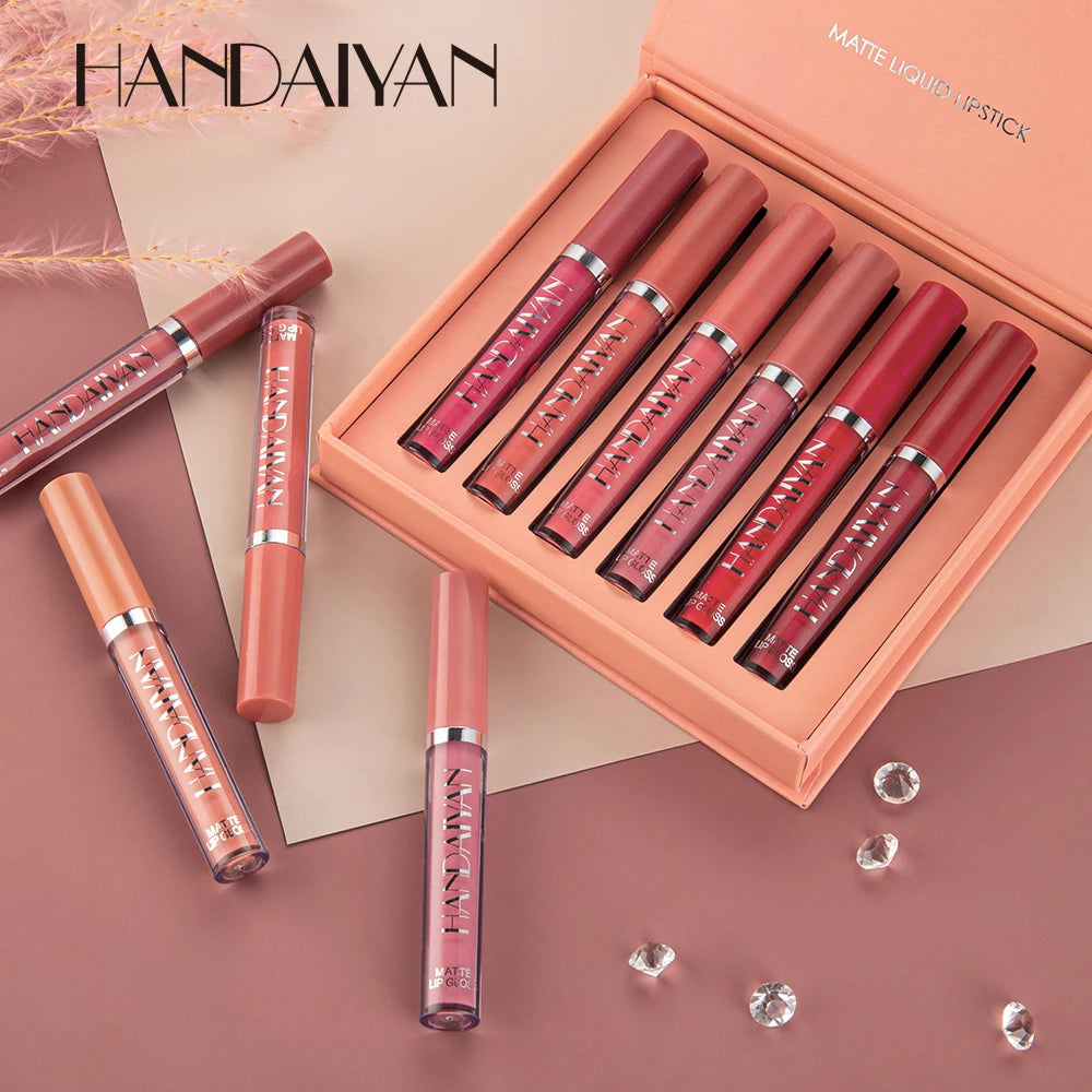HANDAIYAN 6er Set Flüssig-Lippenstift – Langanhaltender Matt Lipgloss, Nicht Abfärbend – Geschenkbox - FUXL-Shopify