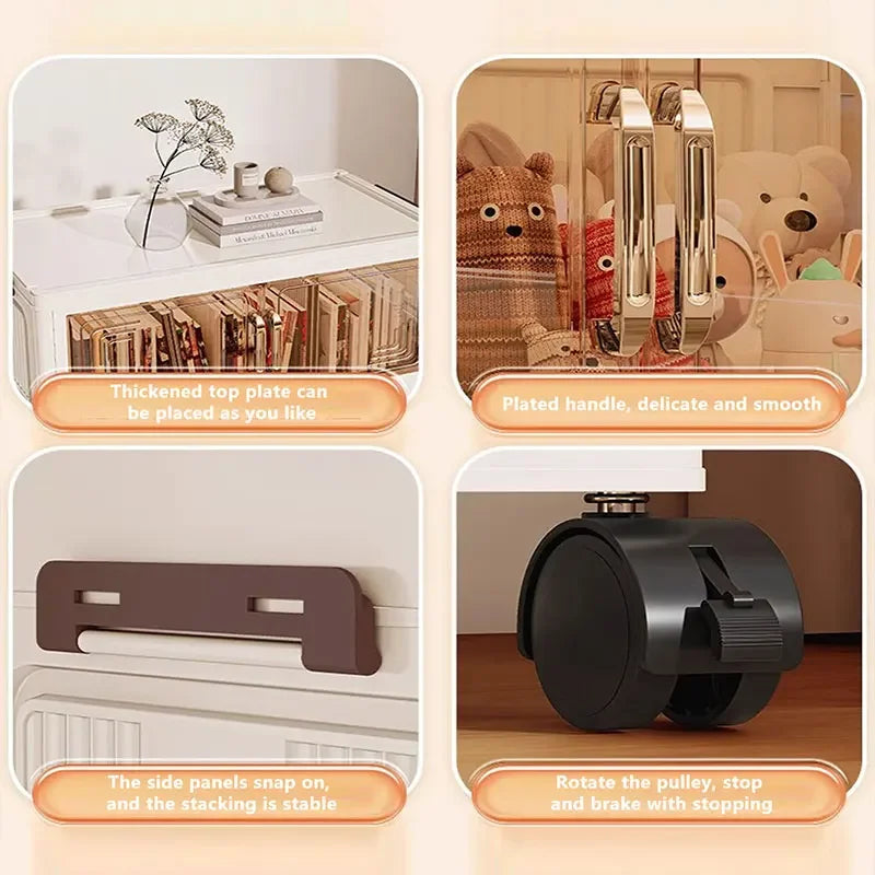 45/55/65 cm Länge, zusammenklappbarer Multifunktions-Aufbewahrungsschrank, Kleinigkeiten-Schrank, großes Fassungsvermögen, staubdichter Kleiderschrank