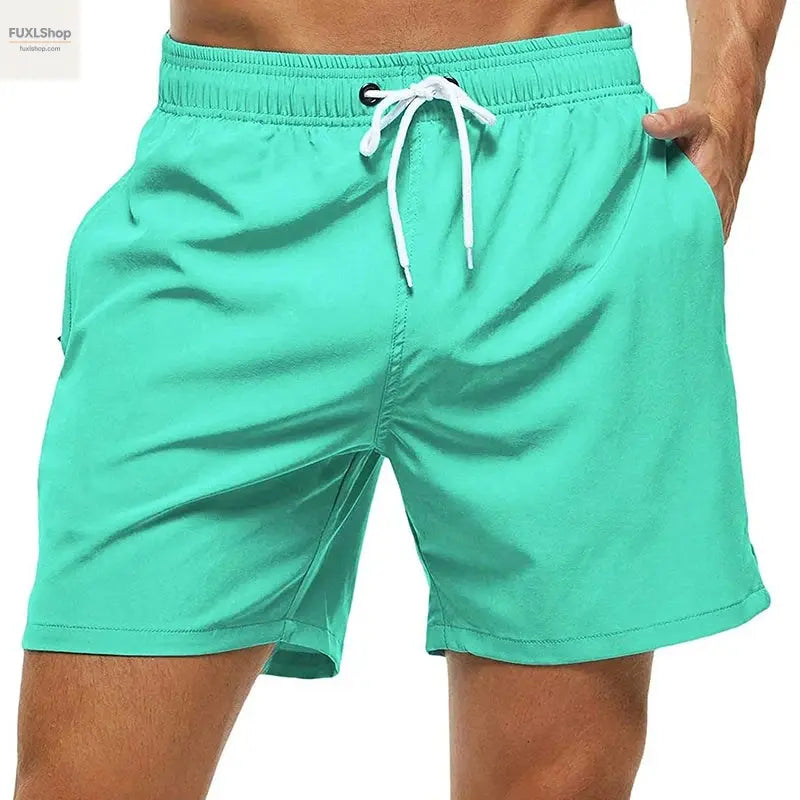 2024 Men's Stretch Swim Trunks Quick Dry Beach Shorts with Zipper Pockets and Mesh Lining - FUXL-Shopify