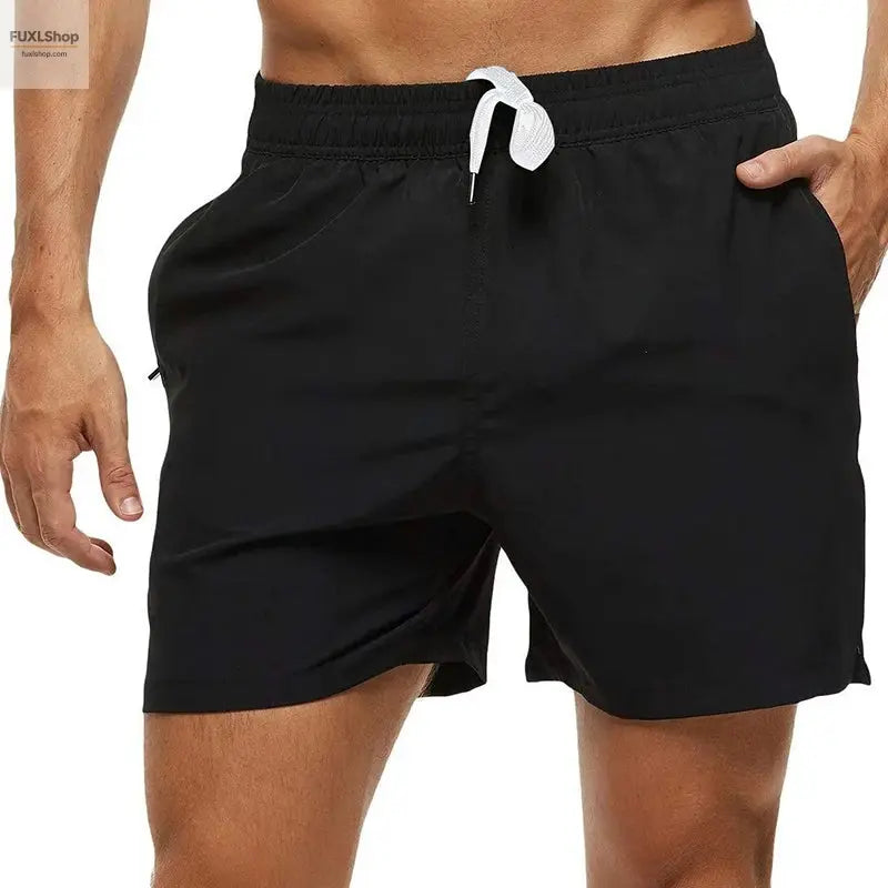 2024 Men's Stretch Swim Trunks Quick Dry Beach Shorts with Zipper Pockets and Mesh Lining - FUXL-Shopify
