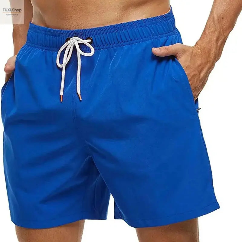 2024 Men's Stretch Swim Trunks Quick Dry Beach Shorts with Zipper Pockets and Mesh Lining - FUXL-Shopify