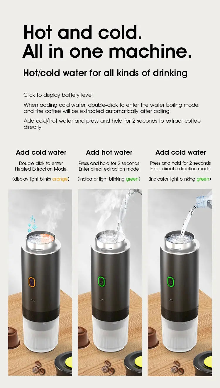 Tragbare drahtlose Espressomaschine für Auto, Zuhause & Camping – 3-in-1 Kaffeemaschine - FUXL-Shopify