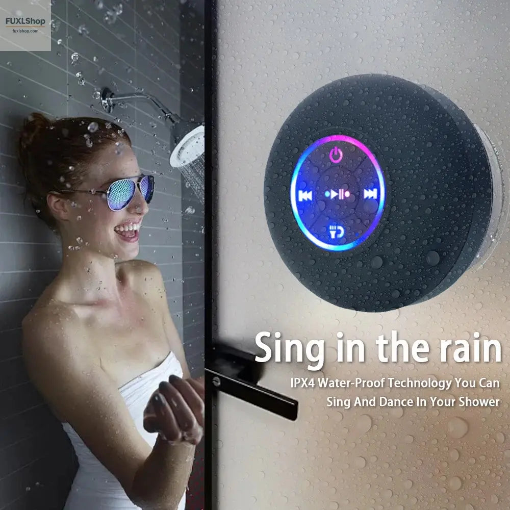 Tragbarer Bluetooth Lautsprecher mit LED & IPX4 Wasserschutz | Mini Outdoor Box mit Saugnapf & Freisprechfunktion - FUXL-Shopify