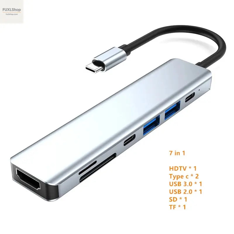 USB C Hub to 4K HDMI-Compatible USB 3.0 2.0 Type C PD Charging Dock for MacBook iPad Samsung S10 Dex TV Mouse Keyboard U Disk - FUXL-Shopify