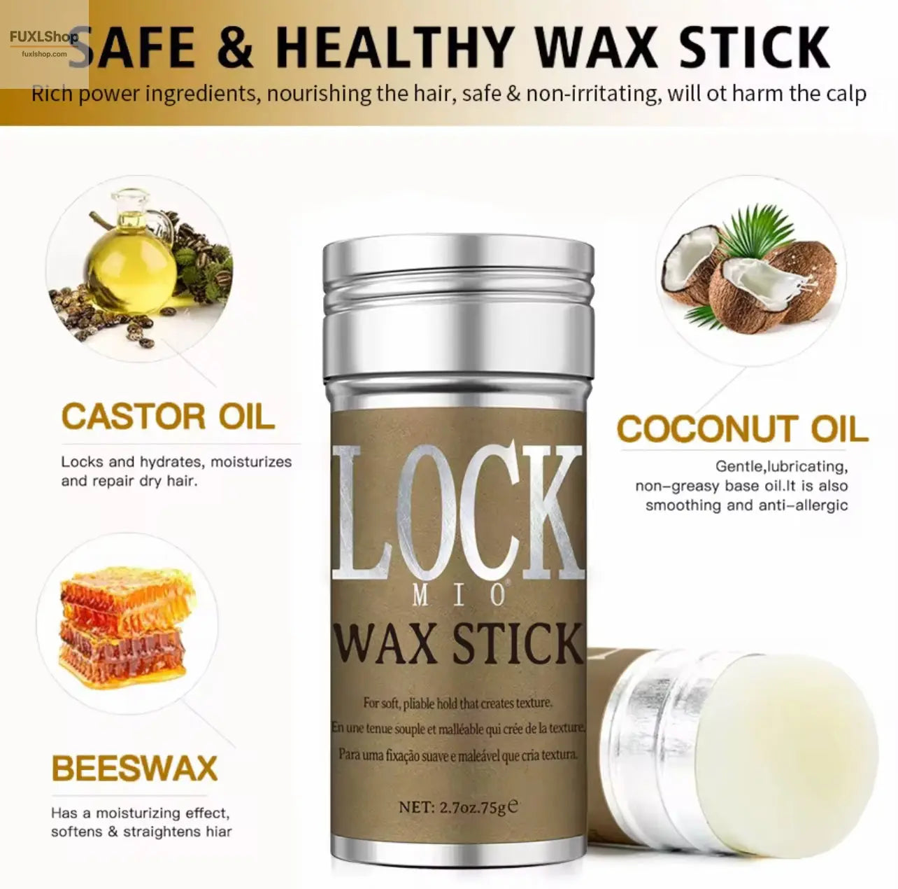 Wax Stick für weichen, flexiblen Halt und strukturierte Frisuren - 2,7 oz/75 g