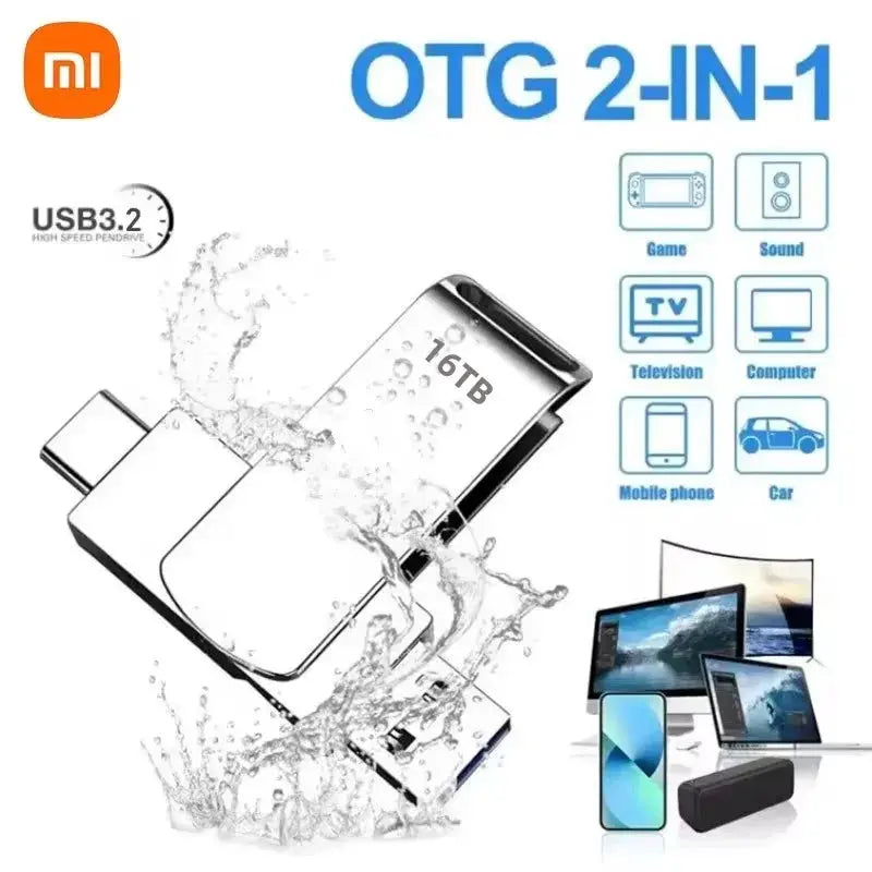 XIAOMI 16TB 3.2 Flash Drives High Speed USB Transfer Metal Pendrive Memory Card Pendrive Flash Disk Memoria Waterproof Stick FUXL-Shopify