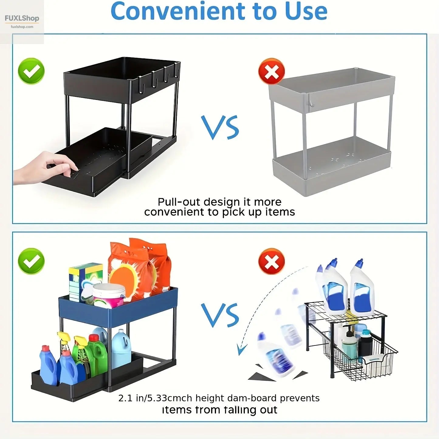 1pc in 2 Packs, a Two-Tier Storage Organizer Drawer with Large Capacity - Sturdy, Space-Efficient, And Designed for Easy Access to Maximize Storage - Perfect for The Kitchen. - FUXL-Shopify
