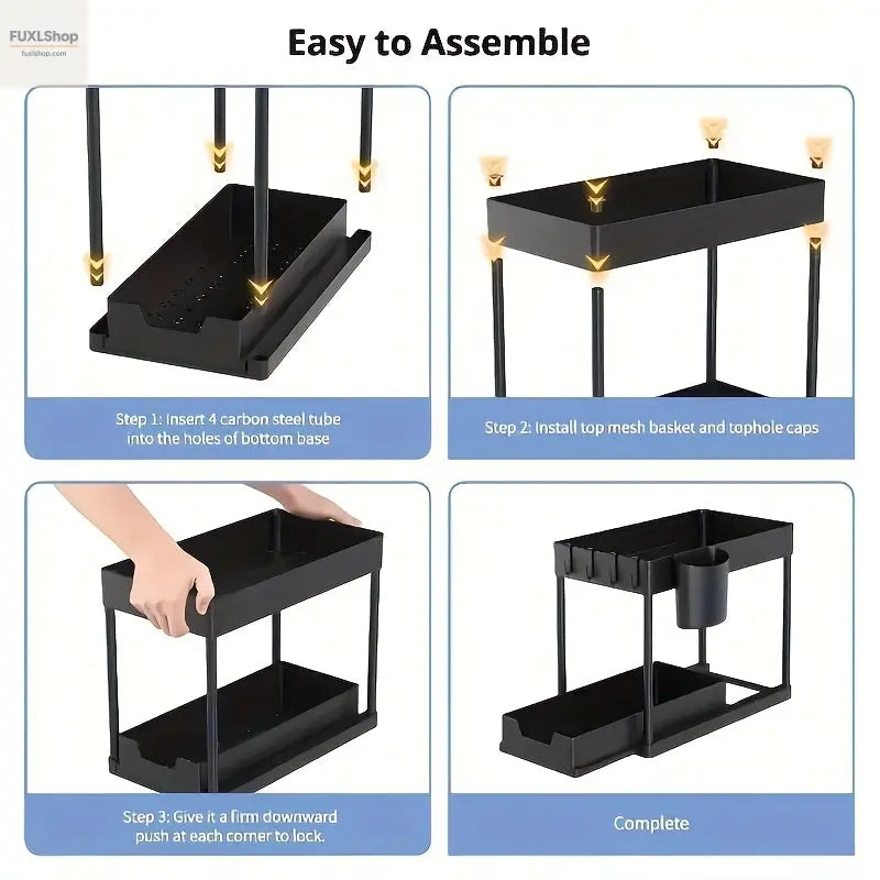 1pc in 2 Packs, a Two-Tier Storage Organizer Drawer with Large Capacity - Sturdy, Space-Efficient, And Designed for Easy Access to Maximize Storage - Perfect for The Kitchen. - FUXL-Shopify