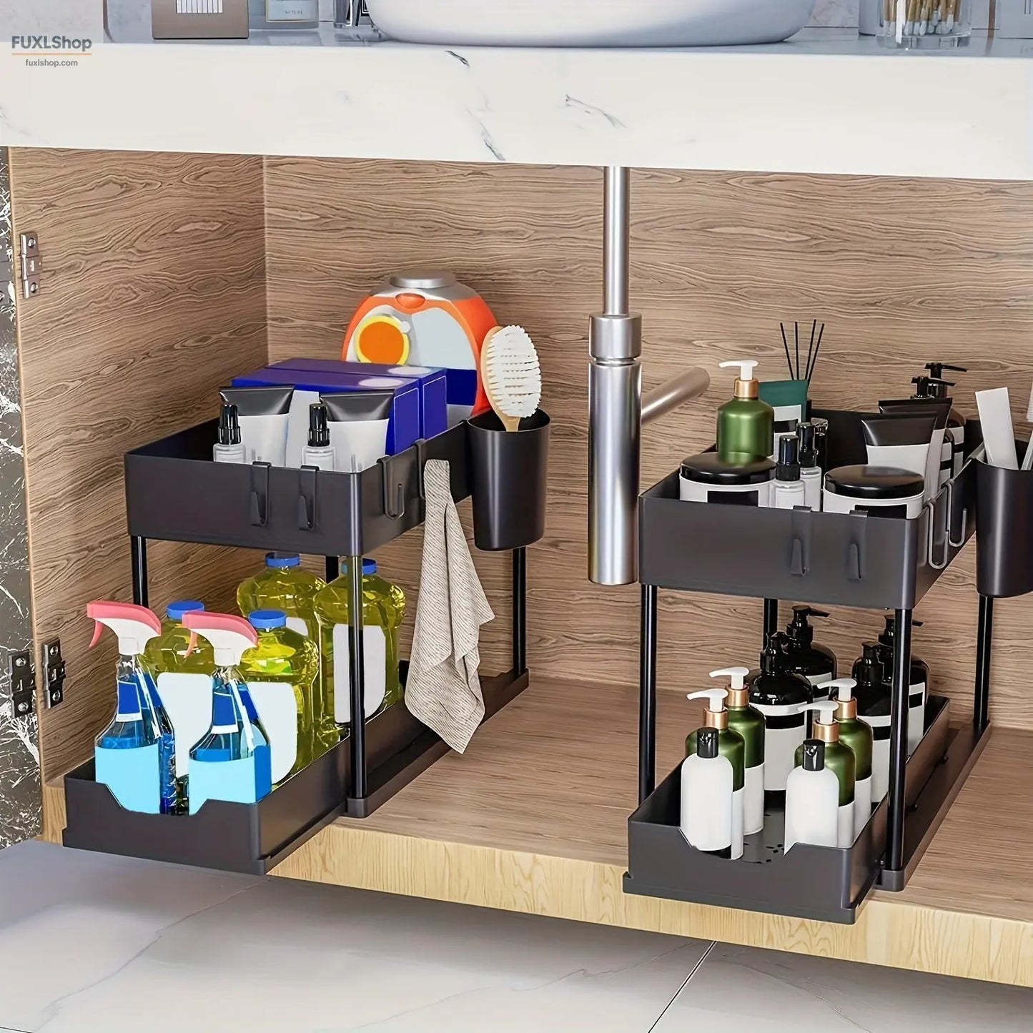 1pc in 2 Packs, a Two-Tier Storage Organizer Drawer with Large Capacity - Sturdy, Space-Efficient, And Designed for Easy Access to Maximize Storage - Perfect for The Kitchen. - FUXL-Shopify
