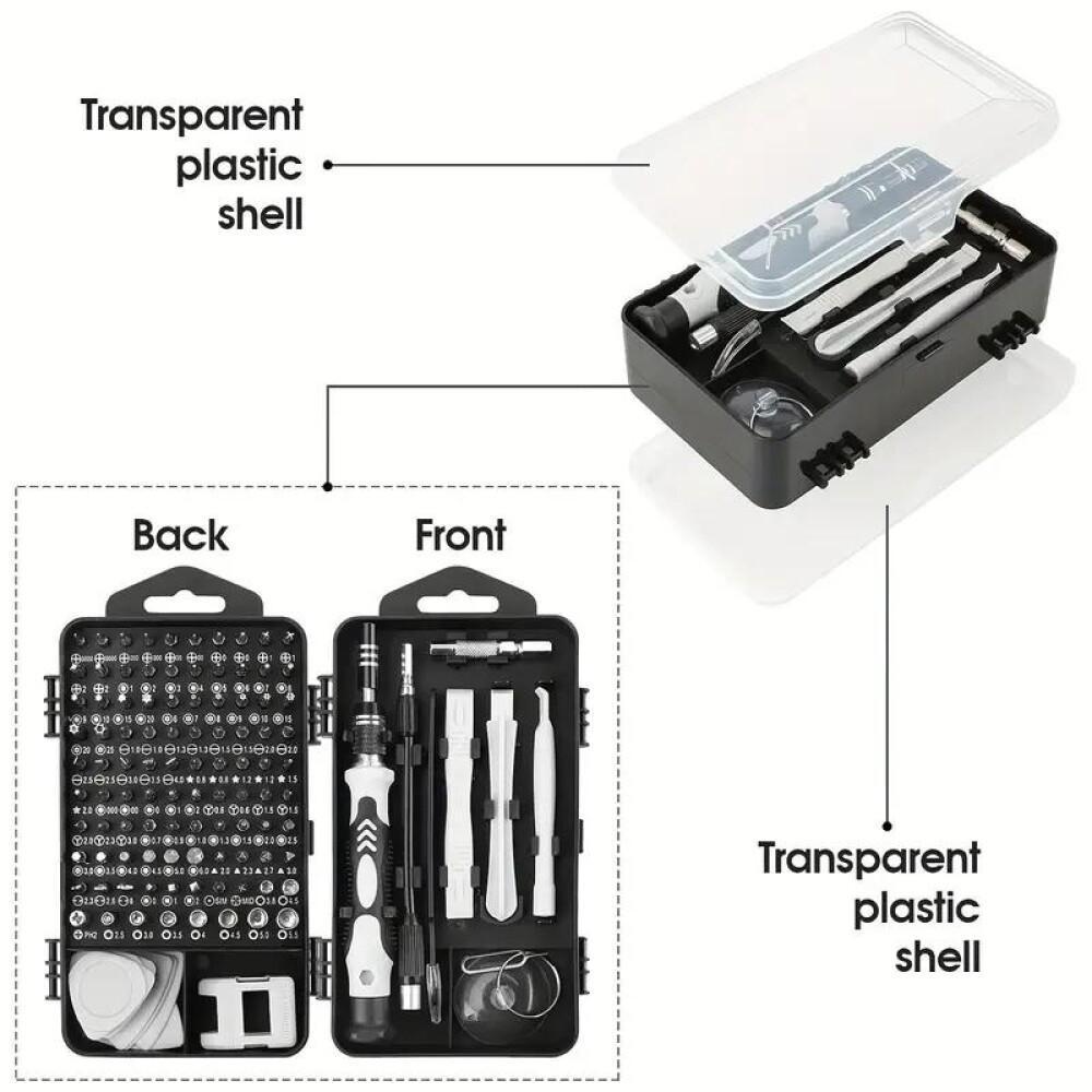 115-tlg. Präzisions-Schraubendreher-Set aus Chrom-Vanadium-Stahl, magnetisch, rutschfest, ergonomisch, stoßfest, für Elektronik & Uhren