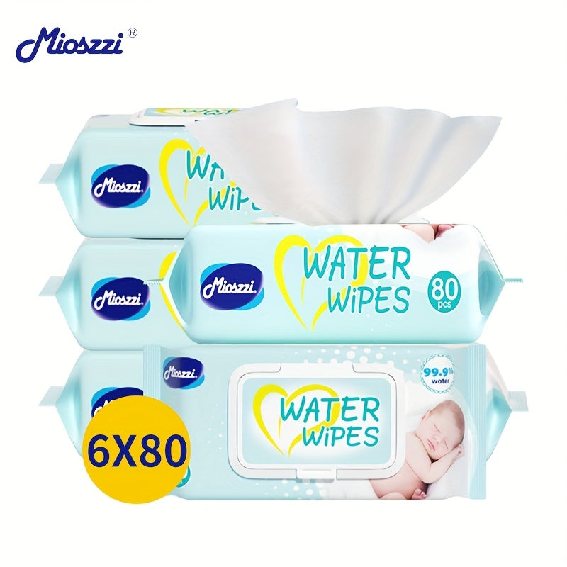 6er-Pack Feuchttücher (je 80 Stück) für Babys & Kinder – geeignet für Hände, Gesicht, Mund & Po, mit Aloe, reines Wasser, sanft & sicher