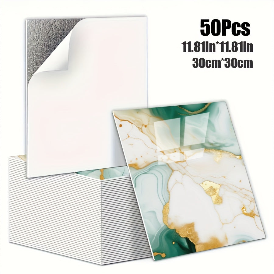Luxury Marble Wall Panels 47.78×47.78 cm aus 3D-Vinyl, selbstklebend, spritzwassergeschützt und geeignet für Schlafzimmer, Wohnzimmer, Dusche und Bar