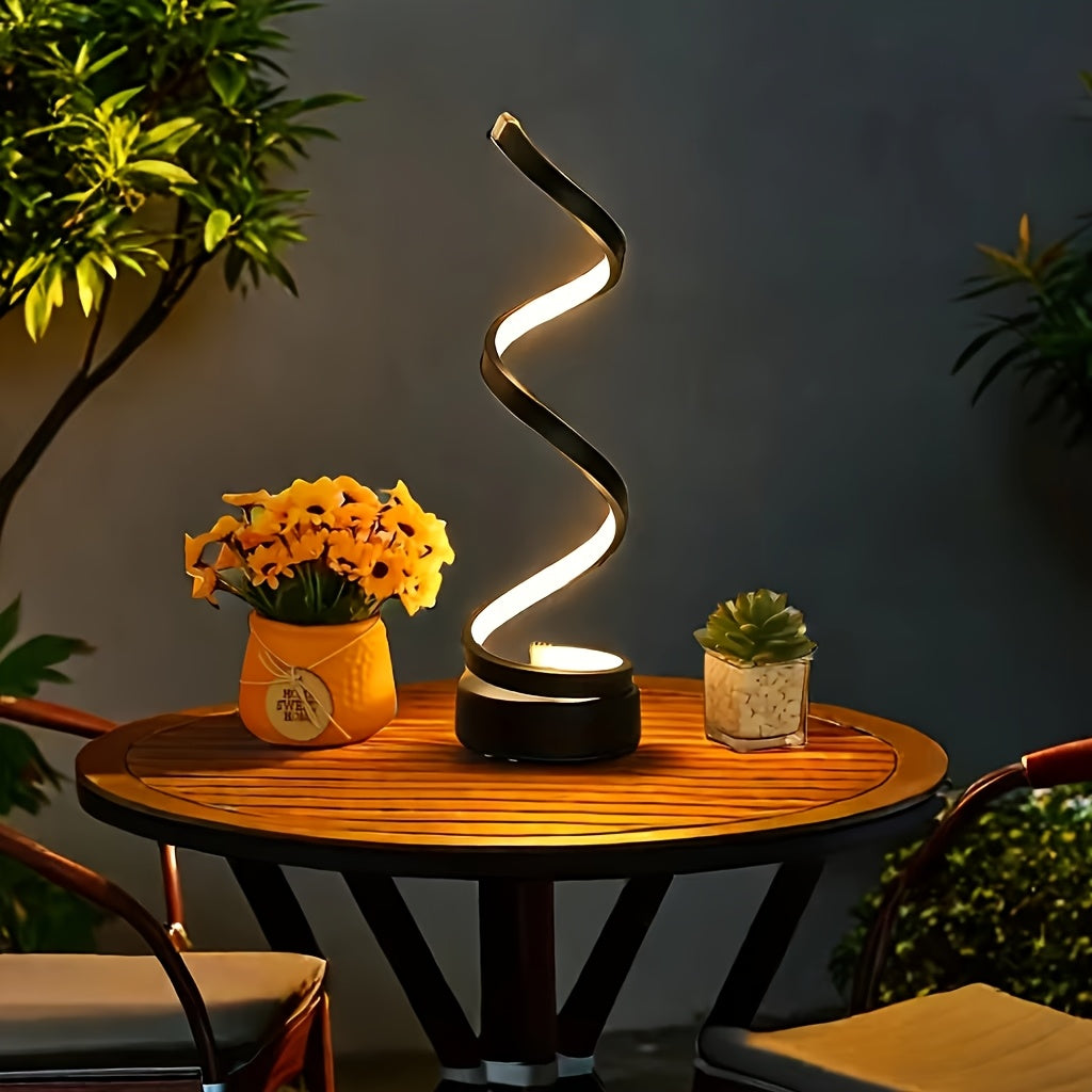 2er-Set Spiral LED Schreibtischlampen – 3 Lichtfarben, USB-betrieben – Modernes Design für Schlafzimmer, Wohnzimmer, Büro & Bar