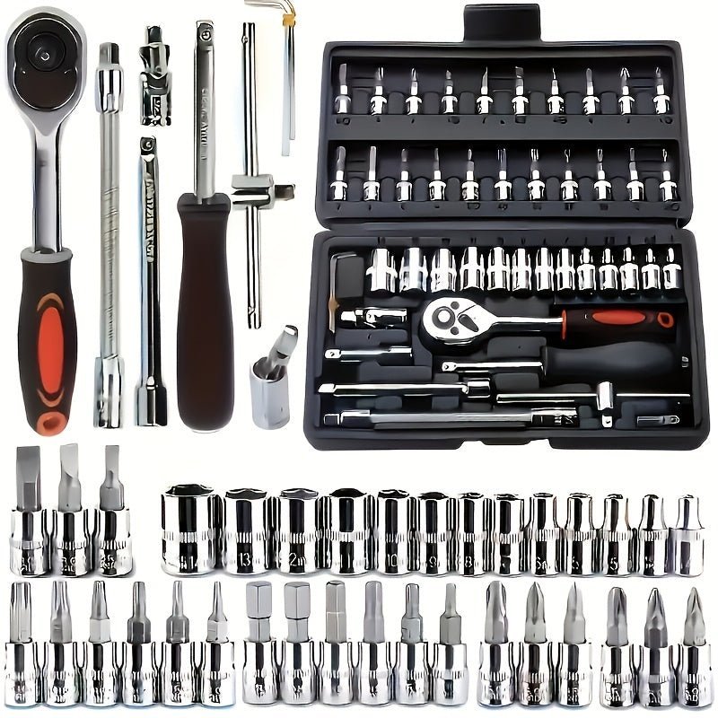 150 - teiliges/46 - teiliges Schraubenschlüssel - Set – Robustes Steckschlüssel - und Bohrerset für Auto - und Heimreparaturen - FUXL - Shopify