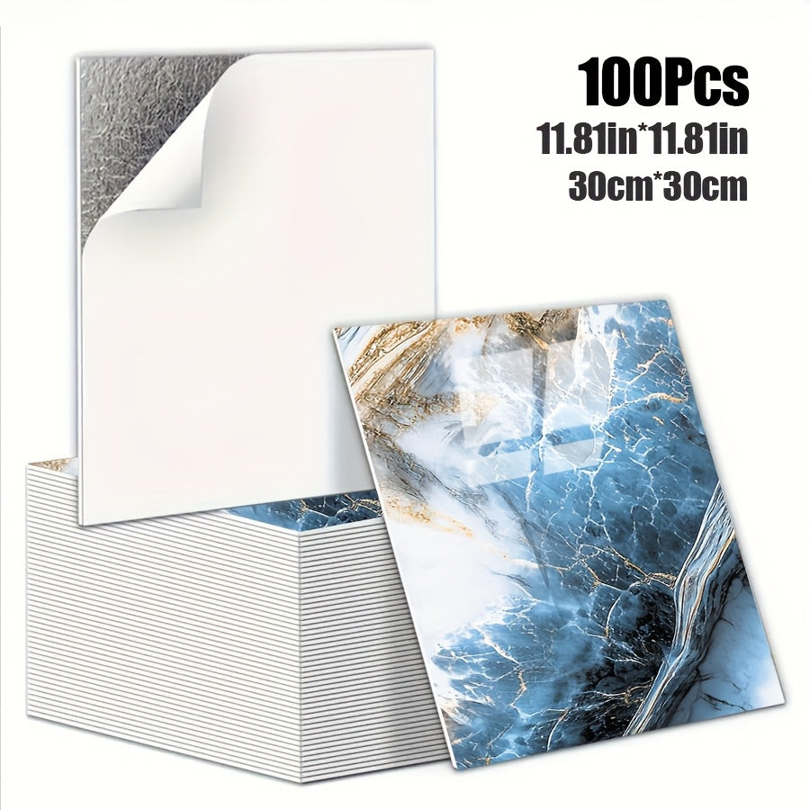 Luxury Marble Wall Panels 47.78×47.78 cm aus 3D-Vinyl, selbstklebend, spritzwassergeschützt und geeignet für Schlafzimmer, Wohnzimmer, Dusche und Bar