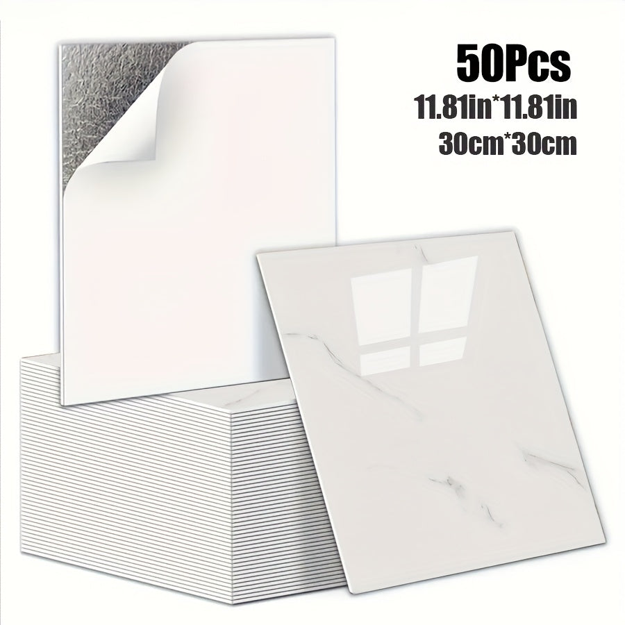Luxury Marble Wall Panels 47.78×47.78 cm aus 3D-Vinyl, selbstklebend, spritzwassergeschützt und geeignet für Schlafzimmer, Wohnzimmer, Dusche und Bar