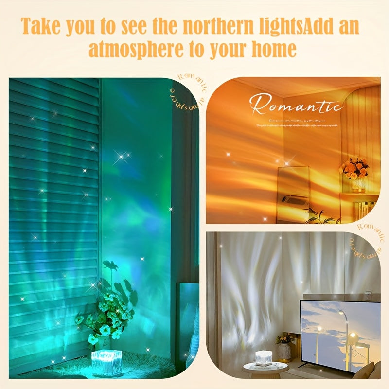 16-Farben LED Polarlicht Projektor – USB Nachtlicht mit Fernbedienung, dimmbar & rotierend – Ambient-Beleuchtung für Zuhause, Party & Geschenkideen