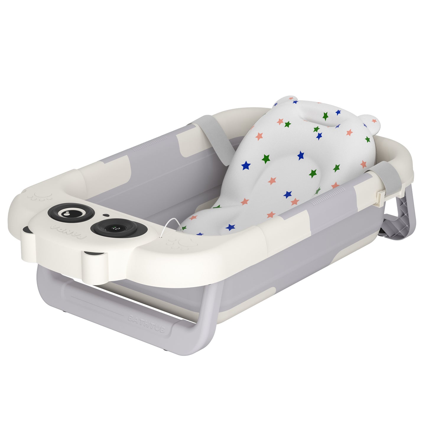 Faltbare Babybadewanne mit Badekissen & integriertem Thermometer – tragbar, rutschfest, leicht & stabil – ideal für Neugeborene, Kleinkinder, Reisen & Zuhause