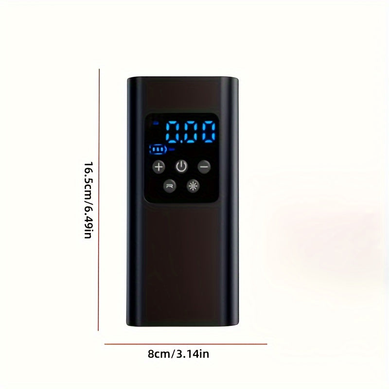 Tragbarer Luftkompressor mit 3 Akkus, LCD-Display, LED-Licht & SOS-Modus – Ideal für Auto, Motorrad & Fahrrad – Wiederaufladbar & kompakt