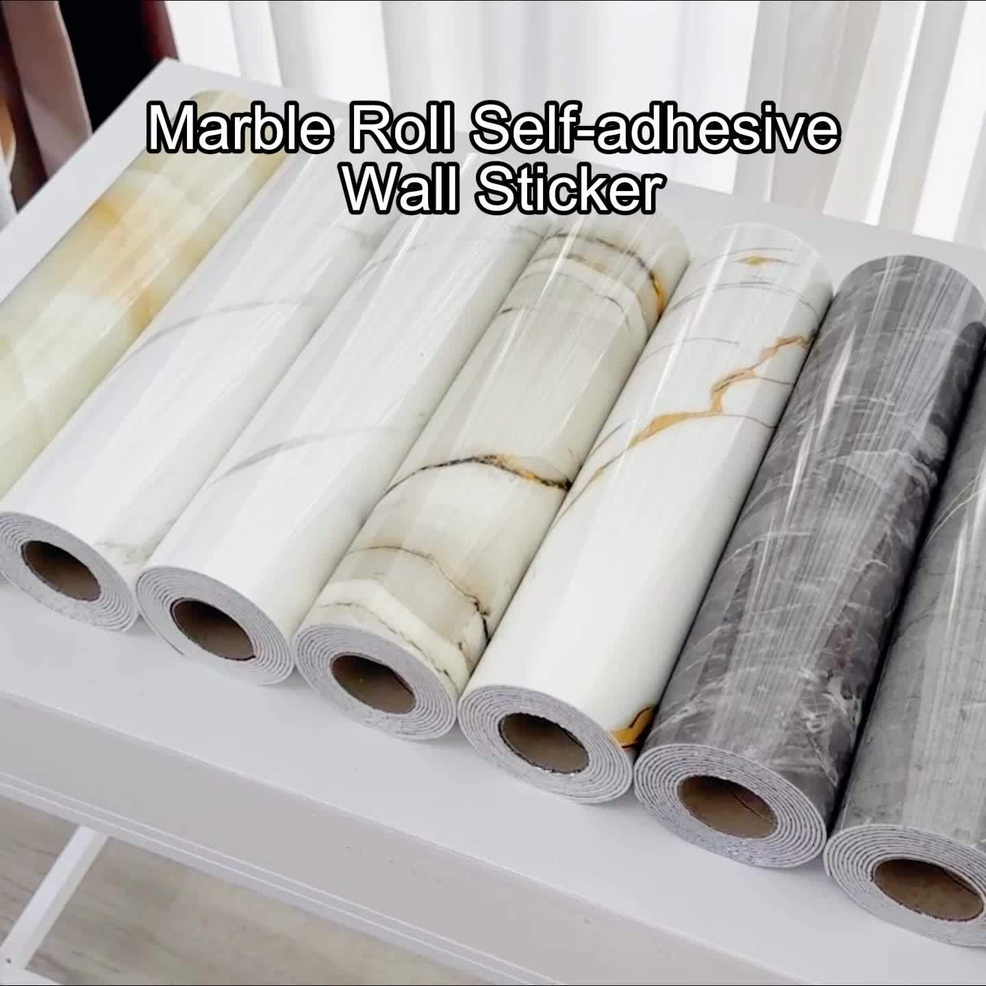 Große Rolle Bodenfliesen-Sticker 39,88x299,97 cm – Selbstklebend, 3 mm dick, modernes Marmor-Design in Weiß/Grau/Gelb – ablösbar, ideal für Küche & Bad