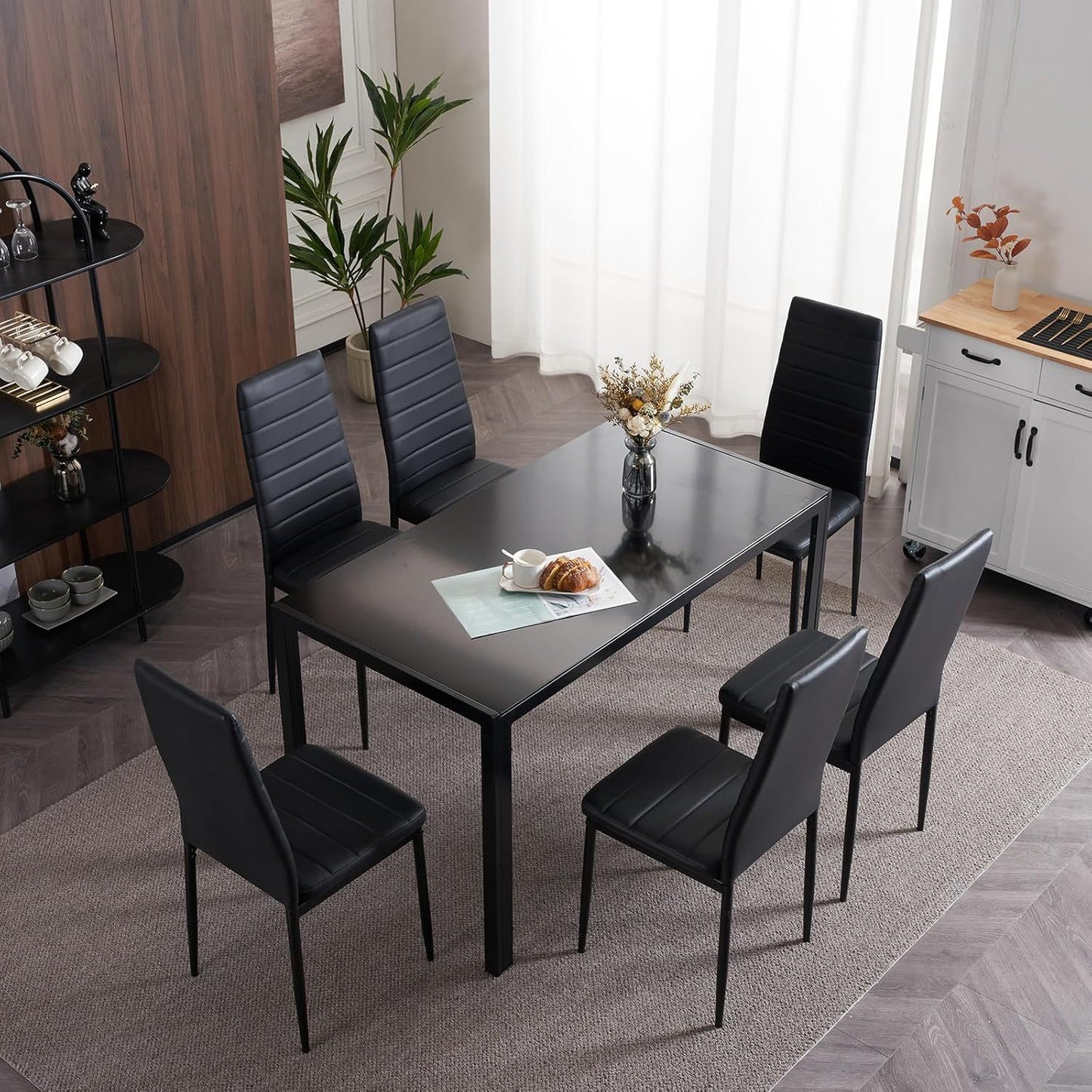 Bonlo Esszimmerstühle 6er-Set – gepolstert mit Metallbeinen, Kunstlederbezug, bis 140 kg belastbar, grau – ideal für Esszimmer, Wohnzimmer & Büro