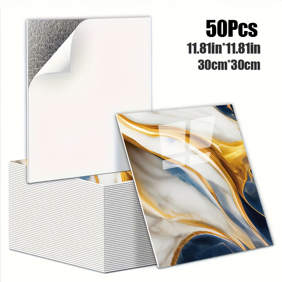 Luxury Marble Wall Panels 47.78×47.78 cm aus 3D-Vinyl, selbstklebend, spritzwassergeschützt und geeignet für Schlafzimmer, Wohnzimmer, Dusche und Bar