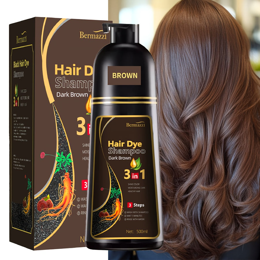 500ml Ginseng Haarfärbe-Shampoo – Pflanzliche Pflege, Grauabdeckung, langanhaltende Farbe, feuchtigkeitsspendend & sanft für Damen & Herren