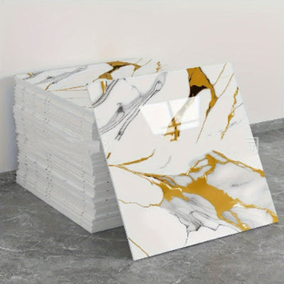 40x Selbstklebende Fliesenaufkleber in Marmor-Optik – Weiß & Grau – Wasserfest, Rückstandsfrei, für Küche, Bad, Boden & Wand – DIY-freundlich - FUXLShop