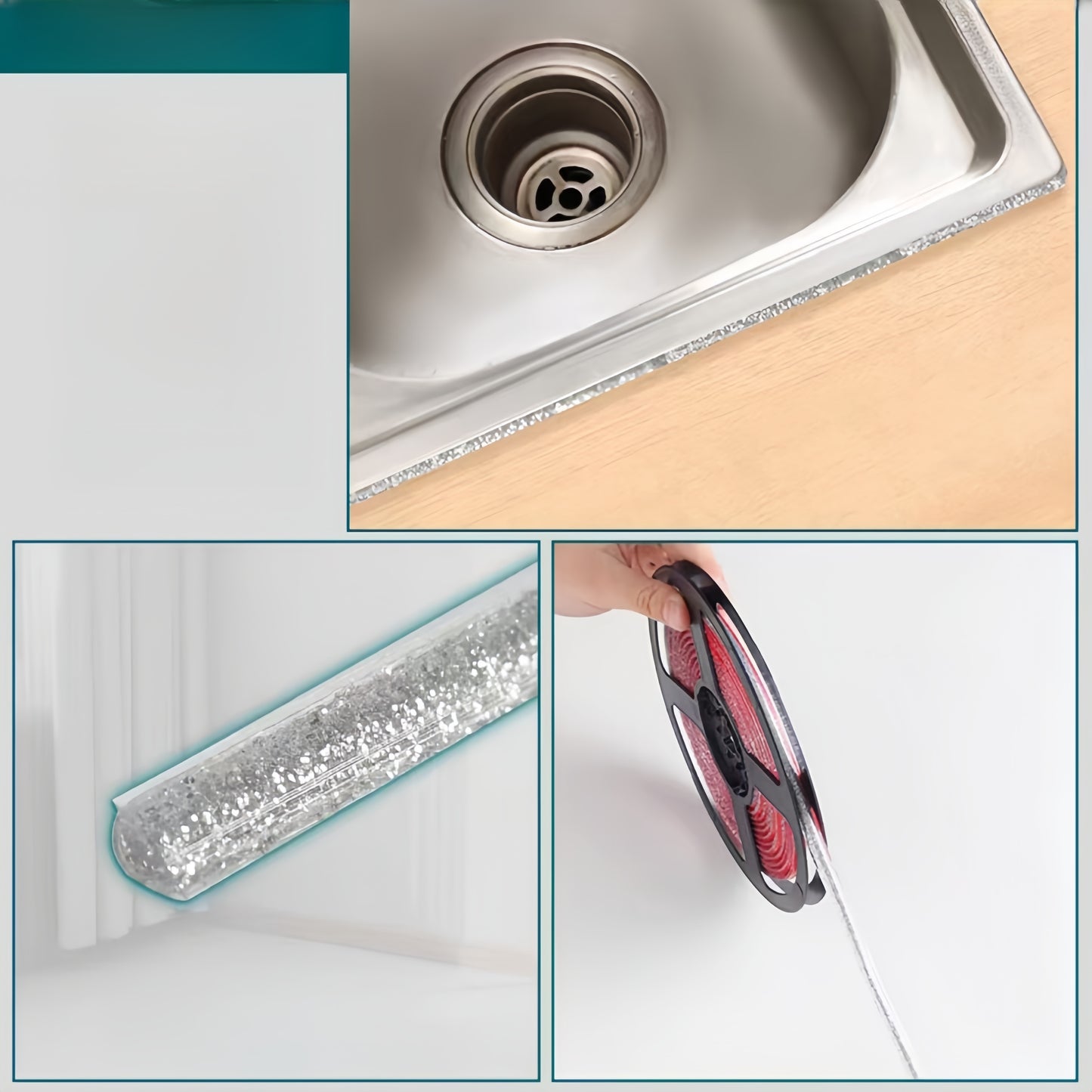 Wasserfestes, selbstklebendes Dichtband für Küche & Bad – Anti-Flecken PVC-Dichtung – Einfach anzubringen für Herd, Ecken & Keramikflächen